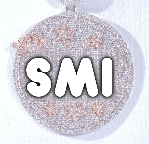 CUSTOM LETTER NECKLACE 3D BIG CROWN DISC