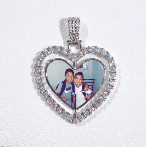 3D Spinning 2-Faced Heart Custom Picture Pendant