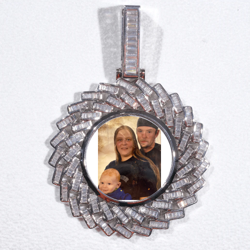 Large 3D Baguette Custom Picture Pendant