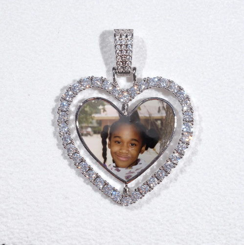 3D Spinning 2-Faced Heart Custom Picture Pendant