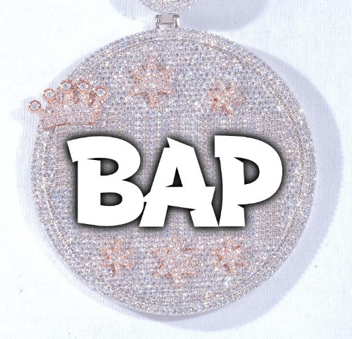 CUSTOM LETTER NECKLACE 3D BIG CROWN DISC