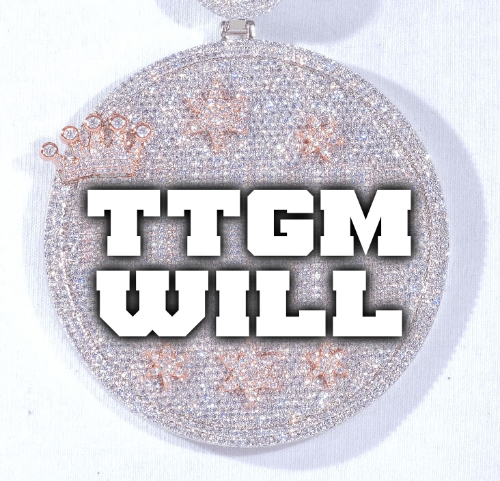 CUSTOM LETTER NECKLACE 3D BIG CROWN DISC