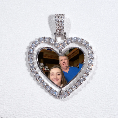3D Spinning 2-Faced Heart Custom Picture Pendant