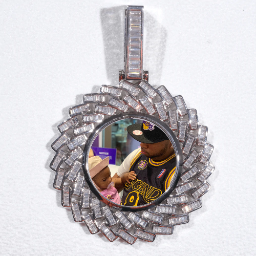 Large 3D Baguette Custom Picture Pendant