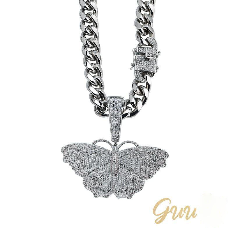 18K Gold-Plated Micro Inlay  AAA CZ Butterfly Pendant - The GUU Shop