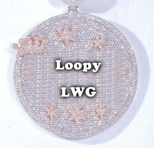 CUSTOM LETTER NECKLACE 3D BIG CROWN DISC