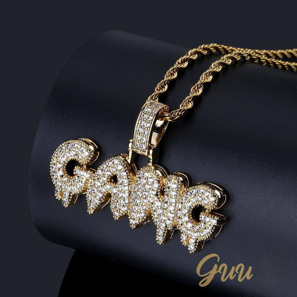Iced Gold-Plated Letter GANG Pendant