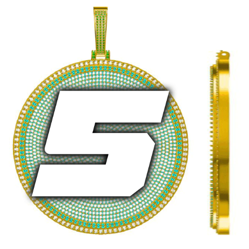 CUSTOM LETTER NECKLACE 3D BIG DISC