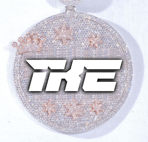 CUSTOM LETTER NECKLACE 3D BIG CROWN DISC