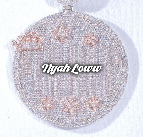 CUSTOM LETTER NECKLACE 3D BIG CROWN DISC