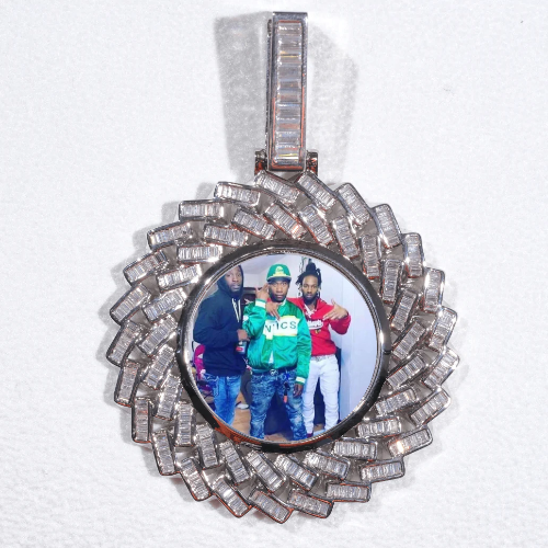 Large 3D Baguette Custom Picture Pendant