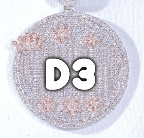 CUSTOM LETTER NECKLACE 3D BIG CROWN DISC