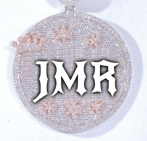 CUSTOM LETTER NECKLACE 3D BIG CROWN DISC