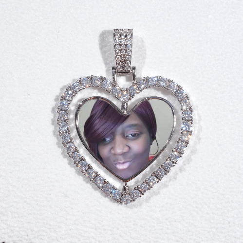 3D Spinning 2-Faced Heart Custom Picture Pendant