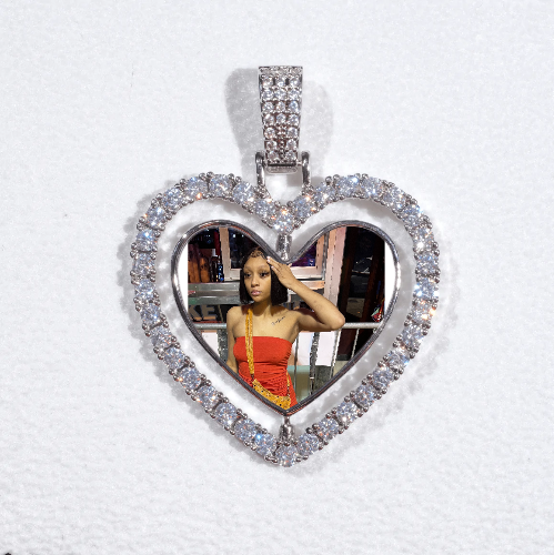 3D Spinning 2-Faced Heart Custom Picture Pendant