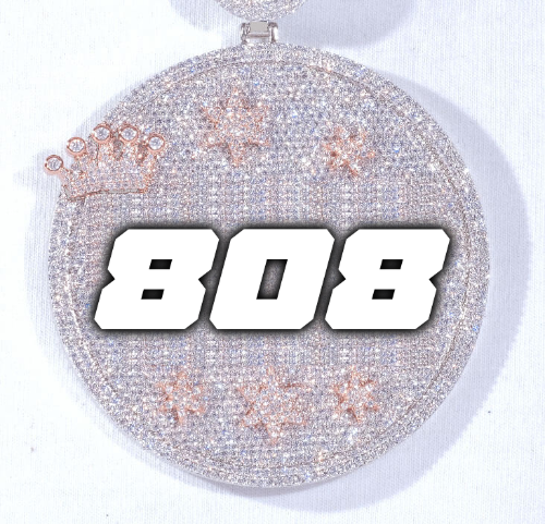 CUSTOM LETTER NECKLACE 3D BIG CROWN DISC