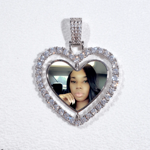 3D Spinning 2-Faced Heart Custom Picture Pendant