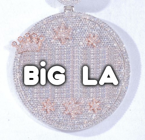 CUSTOM LETTER NECKLACE 3D BIG CROWN DISC