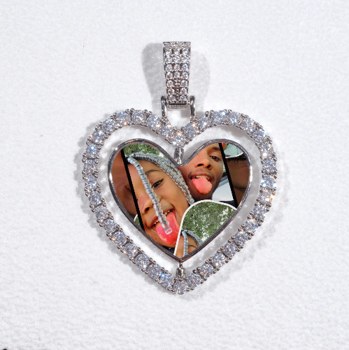 3D Spinning 2-Faced Heart Custom Picture Pendant