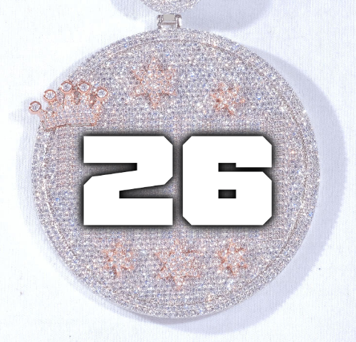 CUSTOM LETTER NECKLACE 3D BIG CROWN DISC
