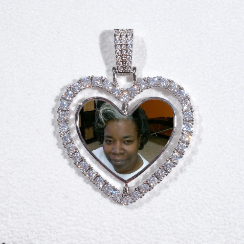 3D Spinning 2-Faced Heart Custom Picture Pendant