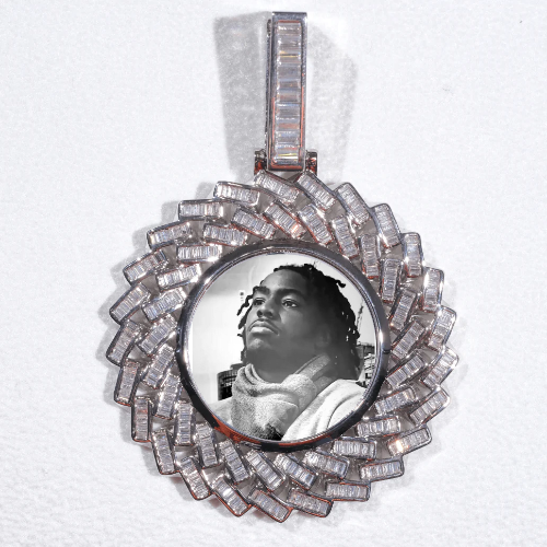 Large 3D Baguette Custom Picture Pendant