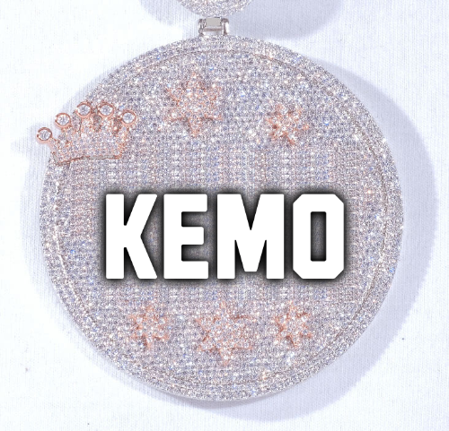 CUSTOM LETTER NECKLACE 3D BIG CROWN DISC