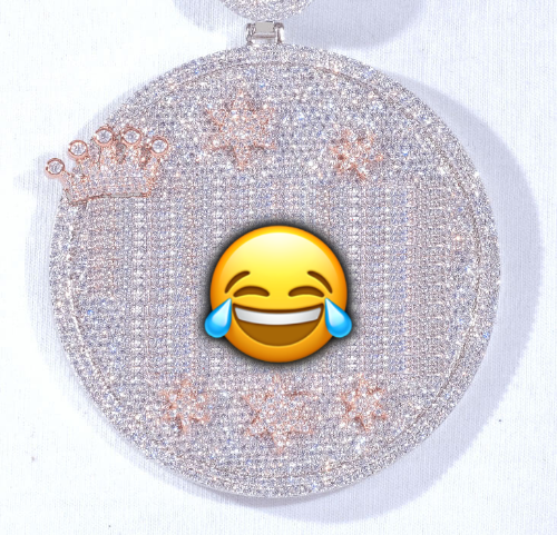 CUSTOM LETTER NECKLACE 3D BIG CROWN DISC