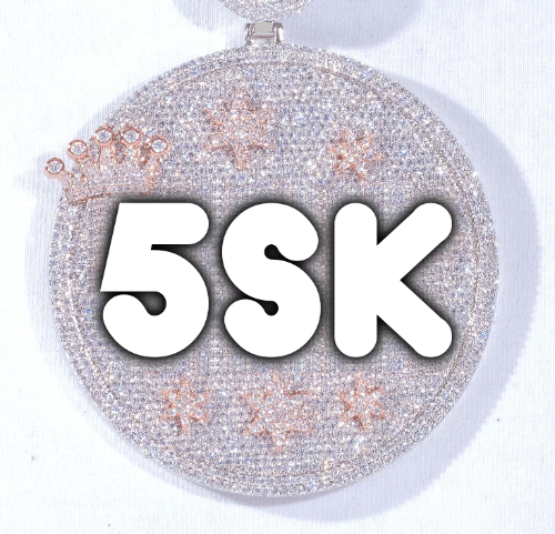 CUSTOM LETTER NECKLACE 3D BIG CROWN DISC