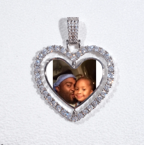 3D Spinning 2-Faced Heart Custom Picture Pendant