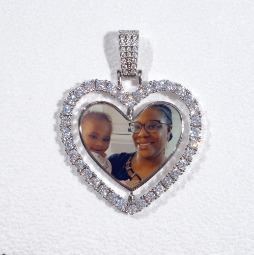 3D Spinning 2-Faced Heart Custom Picture Pendant