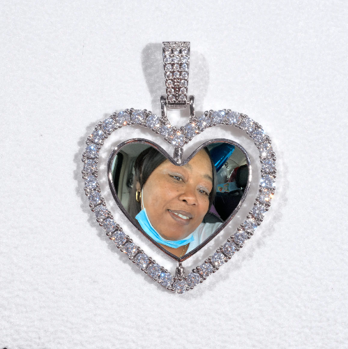 3D Spinning 2-Faced Heart Custom Picture Pendant