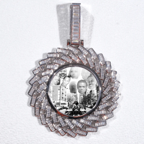 Large 3D Baguette Custom Picture Pendant