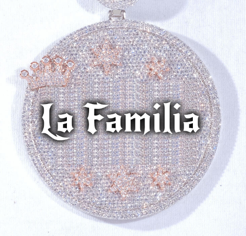 CUSTOM LETTER NECKLACE 3D BIG CROWN DISC