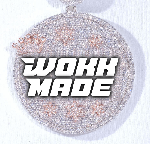 CUSTOM LETTER NECKLACE 3D BIG CROWN DISC
