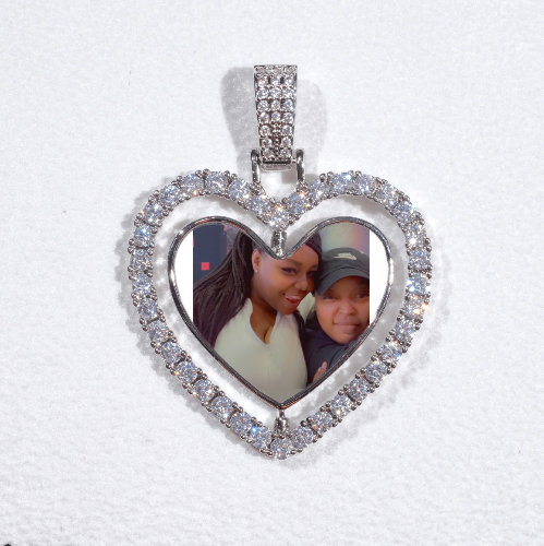 3D Spinning 2-Faced Heart Custom Picture Pendant