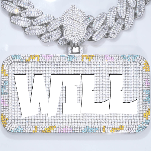 CUSTOM LETTER NECKLACE 3D COLORFUL SQUARE