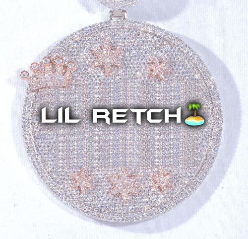 CUSTOM LETTER NECKLACE 3D BIG CROWN DISC