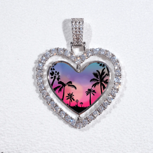 3D Spinning 2-Faced Heart Custom Picture Pendant