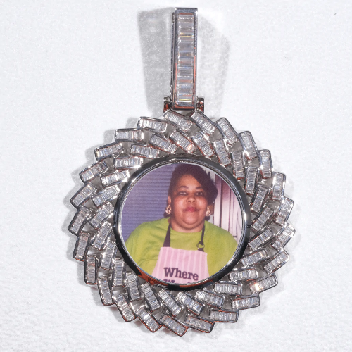 Large 3D Baguette Custom Picture Pendant
