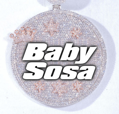 CUSTOM LETTER NECKLACE 3D BIG CROWN DISC