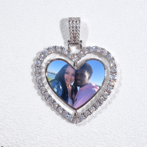 3D Spinning 2-Faced Heart Custom Picture Pendant
