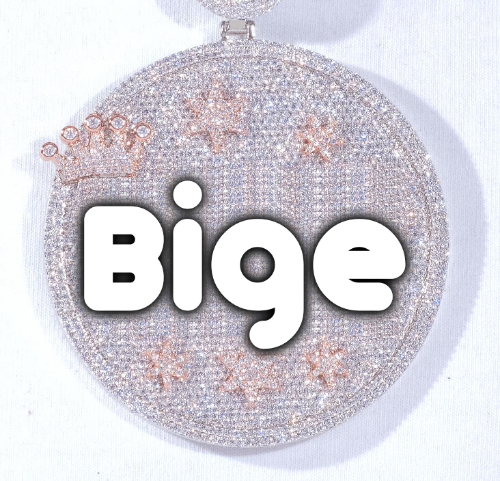 CUSTOM LETTER NECKLACE 3D BIG CROWN DISC