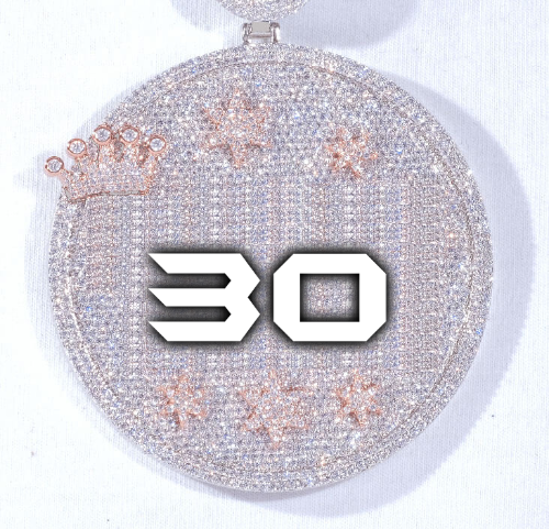 CUSTOM LETTER NECKLACE 3D BIG CROWN DISC