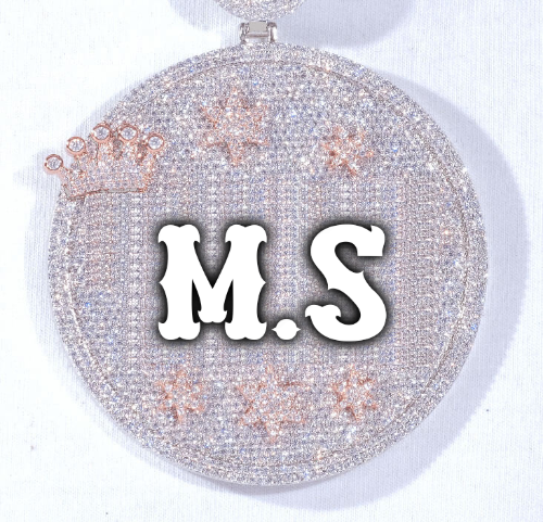 CUSTOM LETTER NECKLACE 3D BIG CROWN DISC