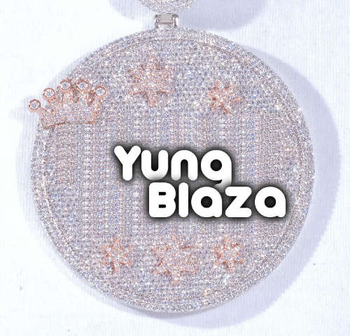 CUSTOM LETTER NECKLACE 3D BIG CROWN DISC