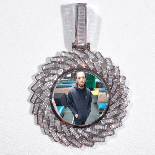 Large 3D Baguette Custom Picture Pendant