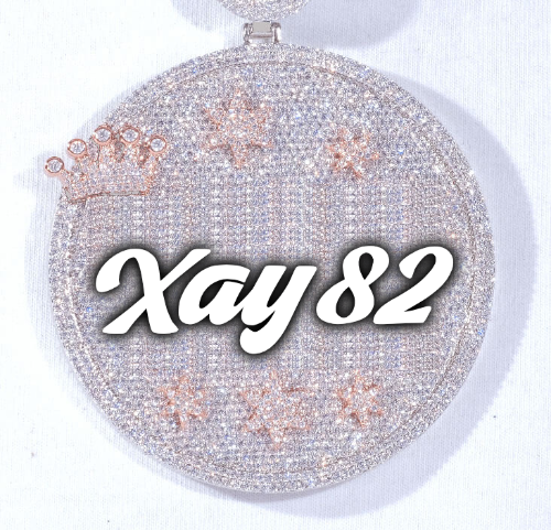 CUSTOM LETTER NECKLACE 3D BIG CROWN DISC