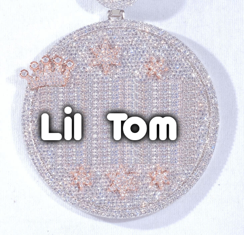 CUSTOM LETTER NECKLACE 3D BIG CROWN DISC