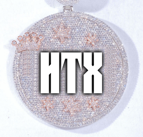 CUSTOM LETTER NECKLACE 3D BIG CROWN DISC